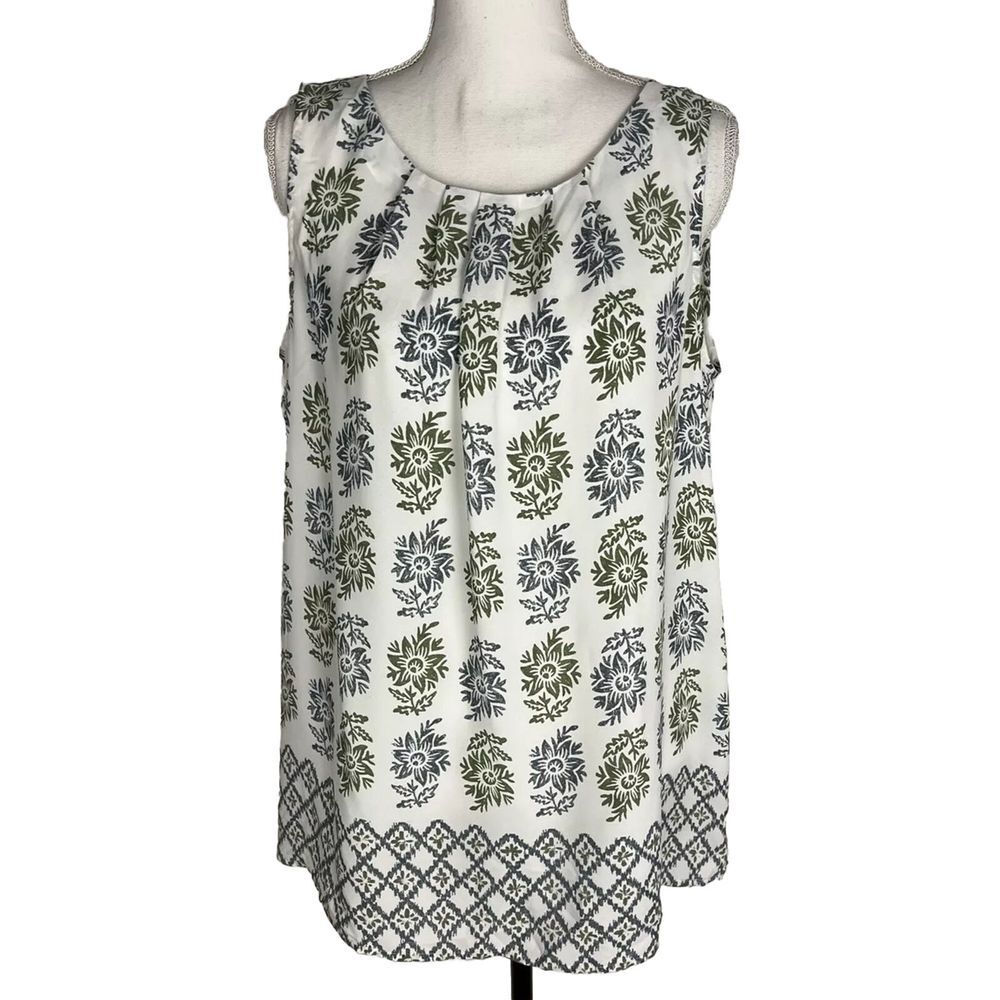 Loft Womens Tank Blouse Floral Print Sleeveless‎ Top Shirt Size L